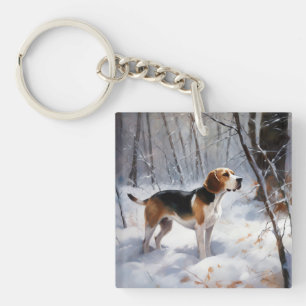 Beagle liet het sneeuwen Kerstmis Sleutelhanger
