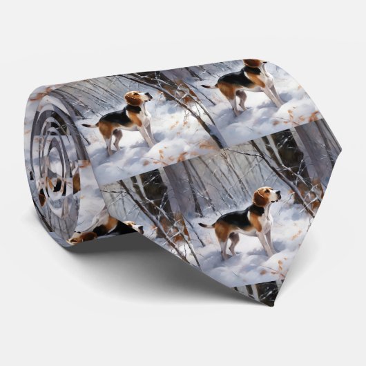 Beagle liet het sneeuwen Kerstmis Stropdas (Opgerold)