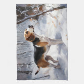 Beagle liet het sneeuwen Kerstmis Theedoek (Verticaal)