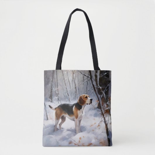 Beagle liet het sneeuwen Kerstmis Tote Bag (Voorkant)