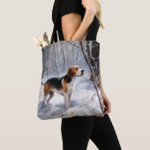 Beagle liet het sneeuwen Kerstmis Tote Bag (Dichtbij)