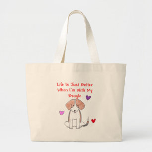 Beagle Life is alleen maar beter voor de Canvas ta Grote Tote Bag