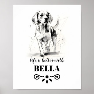 Beagle Life is beter met aangepaste hondennaam Poster