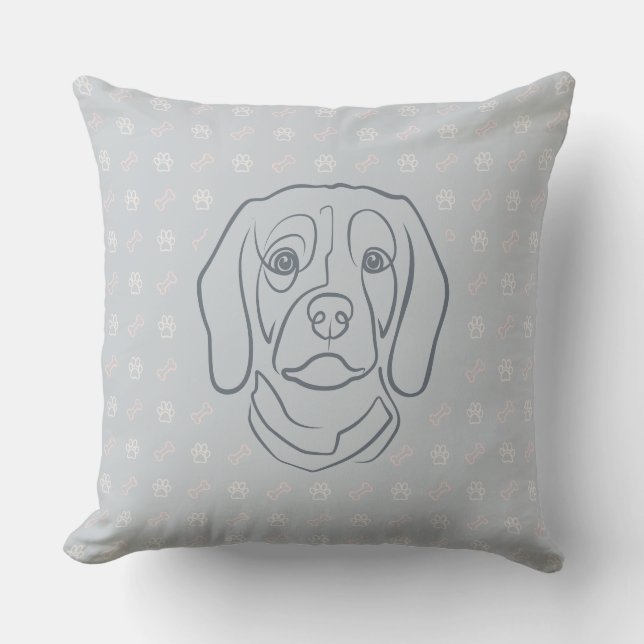 Beagle Lijn Kunst, Elegantie met Attitude Kussen (Voorkant)
