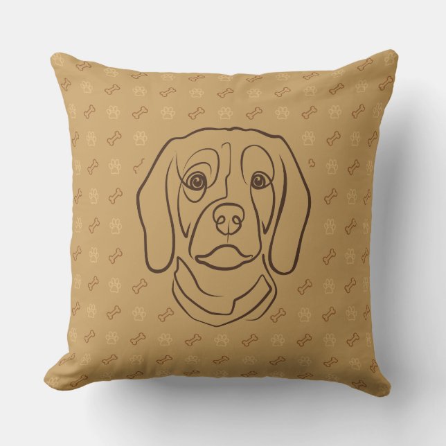Beagle Lijn Kunst, Elegantie met Attitude Kussen (Voorkant)