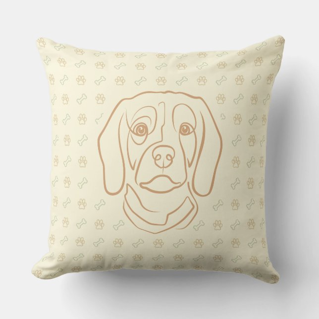Beagle Lijn Kunst, Elegantie met Attitude Kussen (Voorkant)