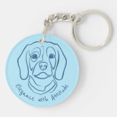 Beagle Lijn Kunst, Elegantie met Attitude Sleutelhanger (Achterkant)