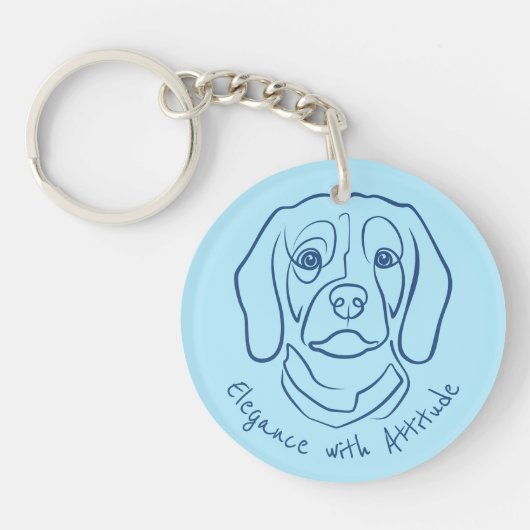 Beagle Lijn Kunst, Elegantie met Attitude Sleutelhanger (Voorkant)