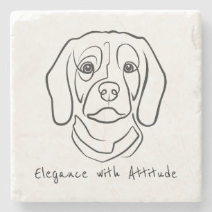 Beagle Lijn Kunst, Elegantie met Attitude Stenen Onderzetter