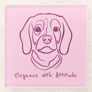 Beagle Line Art, Elegance with Attitude Glazen Onderzetter