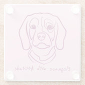 Beagle Line Art, Elegance with Attitude Glazen Onderzetter (Achterkant)