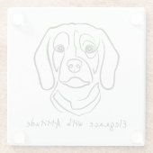 Beagle Line Art, Elegance with Attitude Glazen Onderzetter (Achterkant)