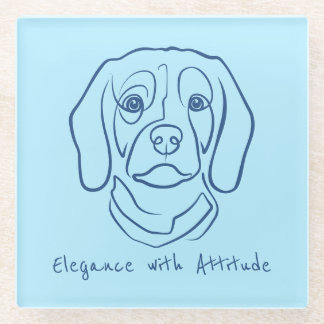 Beagle Line Art, Elegance with Attitude Glazen Onderzetter