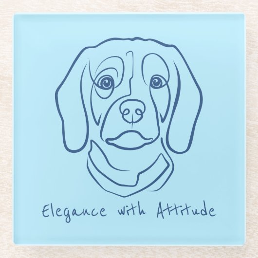 Beagle Line Art, Elegance with Attitude Glazen Onderzetter (Voorkant)