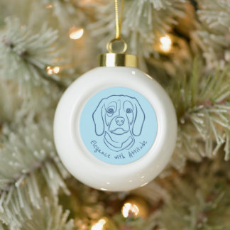 Beagle Line Art, Elegance with Attitude Keramische Bal Ornament