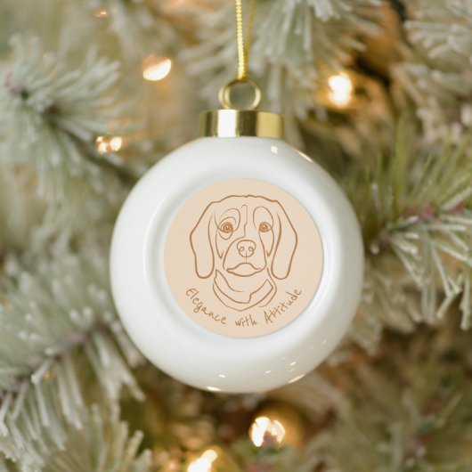 Beagle Line Art, Elegance with Attitude Keramische Bal Ornament (Boom)