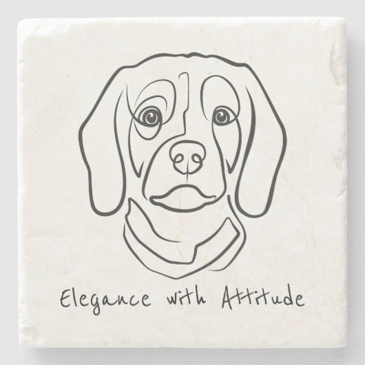 Beagle Line Art, Elegance with Attitude Stenen Onderzetter (Voorkant)