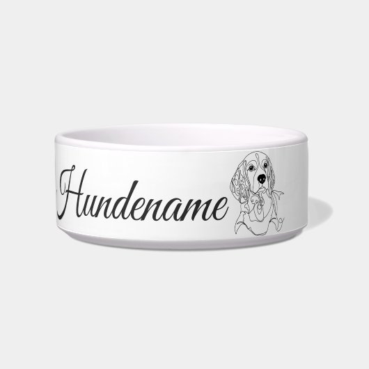 Beagle Line Art personalized bowl Voerbakje (Voorkant)
