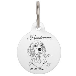 Beagle Line Art Personalized Tag Huisdierpenning