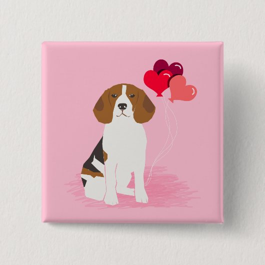 Beagle Love Ballon Button - Pin back Button (Voorkant)