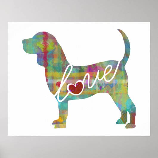 Beagle Love: Een moderne Waterverf print (Voorkant)