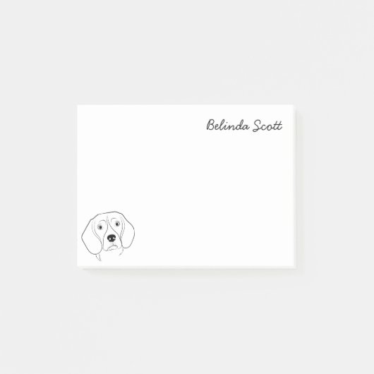 Beagle Lover Eenvoudig Zwart & Wit Hond Gepersonal Post-it® Notes (Voorkant)
