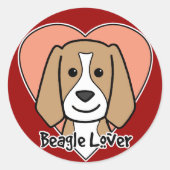 Beagle Lover Ronde Sticker (Voorkant)