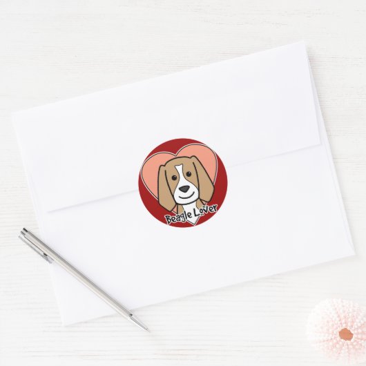 Beagle Lover Ronde Sticker (Envelop)