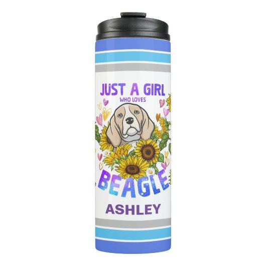 Beagle Lover Sunflower Trainer Floral Thermosbeker (Voorkant)