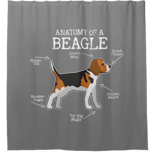 Beagle Lovers/anatomie van een beagle Douchegordijn (Voorkant)