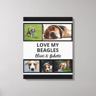 Beagle Lovers Custom Puppy and Dog Photo Collage Canvas Afdruk