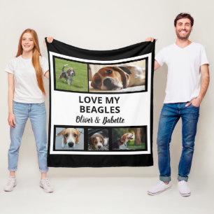 Beagle Lovers Custom Puppy and Dog Photo Collage Fleece Deken
