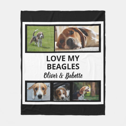 Beagle Lovers Custom Puppy and Dog Photo Collage Fleece Deken (Voorkant)