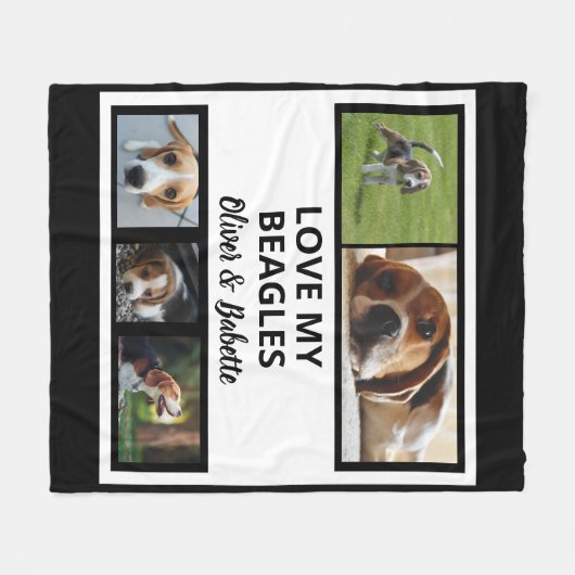 Beagle Lovers Custom Puppy and Dog Photo Collage Fleece Deken (Voorkant (Horizontaal))