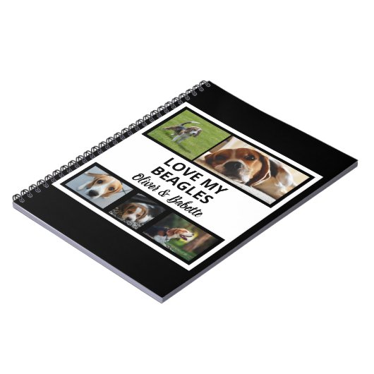 Beagle Lovers Custom Puppy and Dog Photo Collage Notitieboek (Linkerzijde)