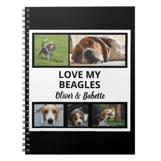 Beagle Lovers Custom Puppy and Dog Photo Collage Notitieboek (Voorkant)