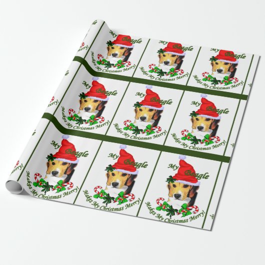 Beagle Lovers KerstMerry Cadeaupapier (Uitgerold)