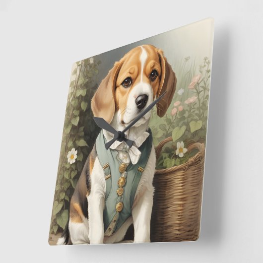 Beagle Lover's Vierkante Klok (Hoek)