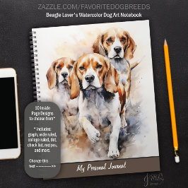 Beagle Lover's Waterverf Dog Art Notitieboek