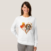 beagle maakt me blij met herfst hartbladeren t-shirt (Voorkant volledig)