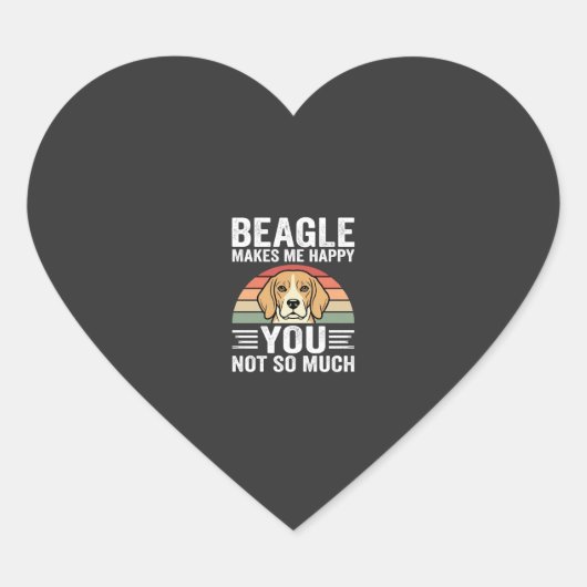 Beagle Maakt Me Gelukkig Hond Liefhebber Hart Sticker (Voorkant)