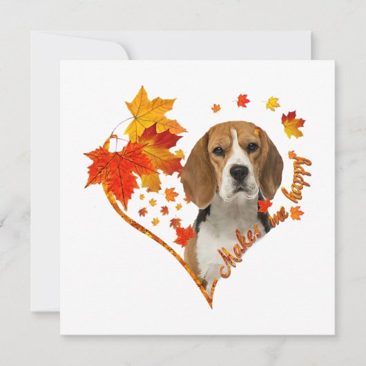 Beagle maakt me gelukkige Herfst hartbladeren (Voorkant)