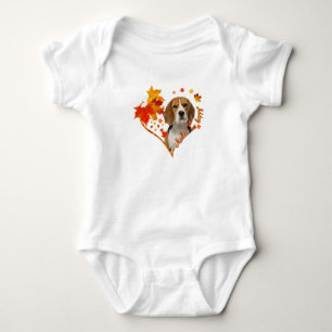 Beagle maakt me gelukkige Herfst hartbladeren Romper