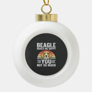 Beagle maakt me gelukkige hondenliefhebber keramische bal ornament