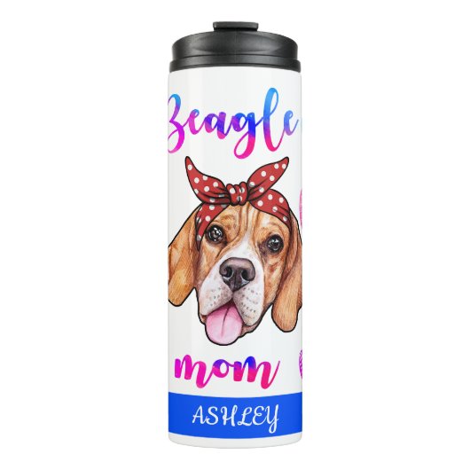Beagle Mam Cute Moederdag Hondenliefhebber Thermosbeker (Voorkant)