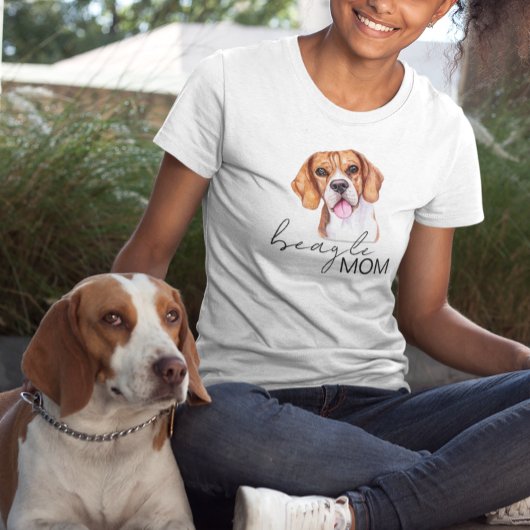 Beagle Mam Cute Waterverf Hondenliefhebber T-shirt