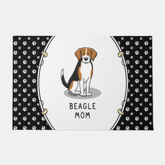 Beagle Mam (drie kleuren 3) Dog Cute Dog Mam Deurmat (Voorkant)