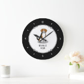Beagle Mam (drie kleuren 3) Dog Cute Dog Mam Grote Klok (Huis)