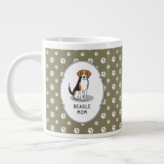 Beagle Mam (drie kleuren 3) Dog Cute Dog Mam Grote Koffiekop (Links)