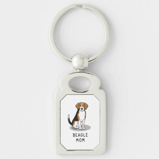 Beagle Mam (drie kleuren 3) Dog Cute Dog Mam Sleutelhanger (Voorkant)